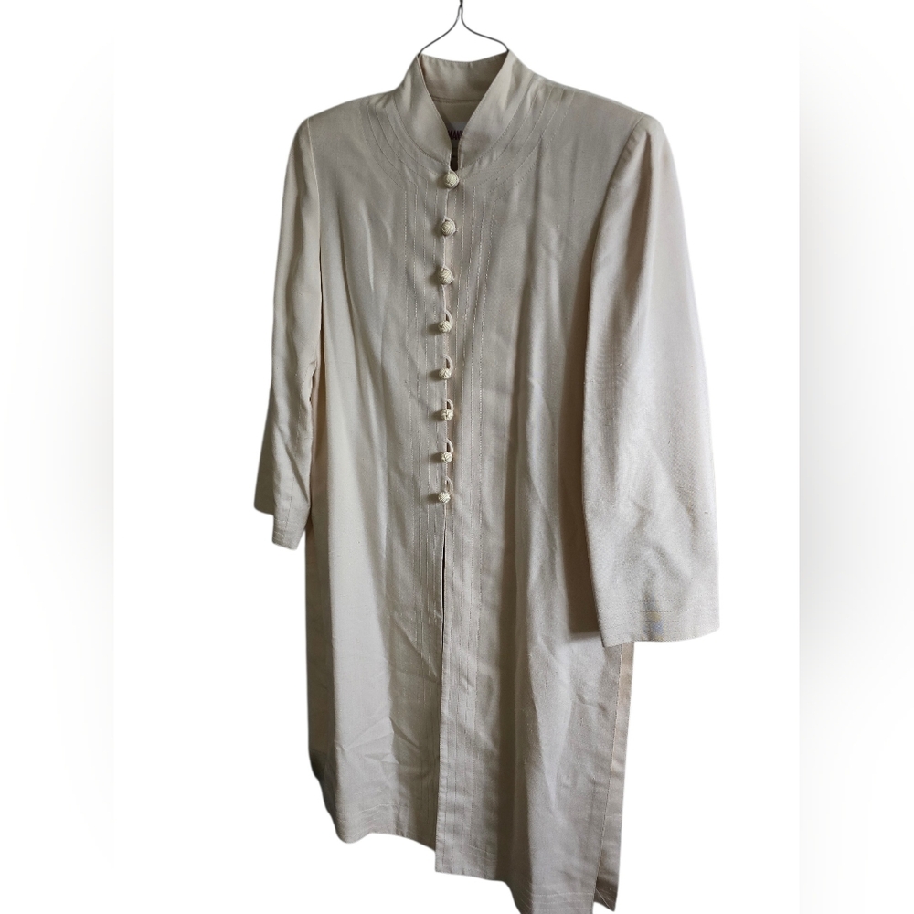 Vintage Tom and Linda Platt Ivory Silk Duster Coat (or longline jacket) - Picture 3 of 7